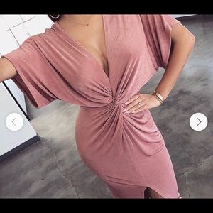 Jluxlabel ash rose midi front knot dress